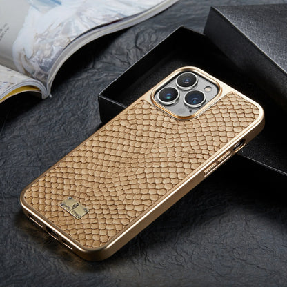 Luxe Snake Leather & Gold Frame iPhone Case